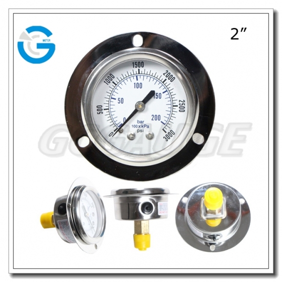 1.5 Inch 4000psi Brass Internal Dry Pressure Gauge With Front Flange