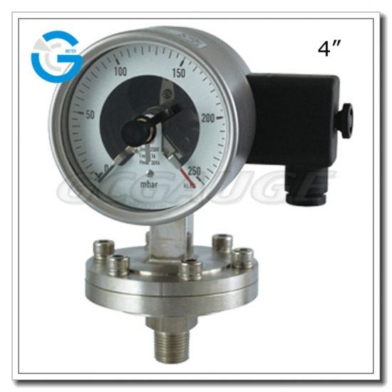 4 Inch All Stainless Steel Bottom Bonnection Diaphragm Electric Contact Pressure Gauges