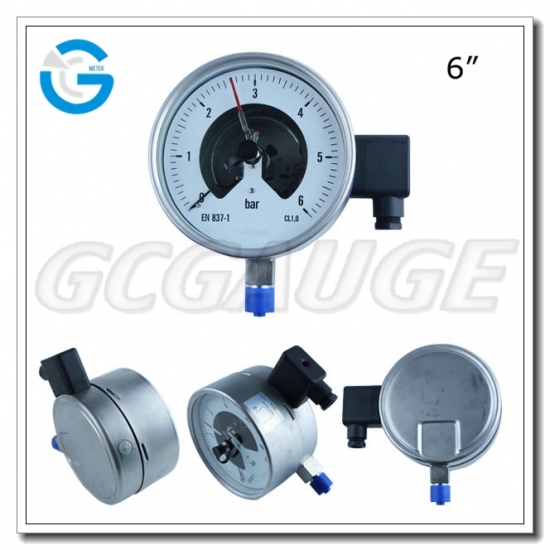 6 Inch All Stainless Steel Bottom Connection Electric Contact Pressure Gauges